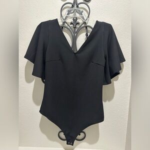 Express Black Batwing Sleeve Thong Bodysuit